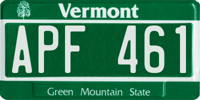 VT license plate APF461