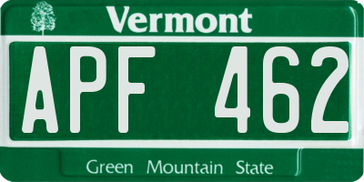 VT license plate APF462