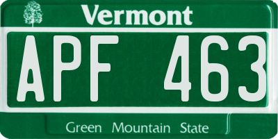 VT license plate APF463