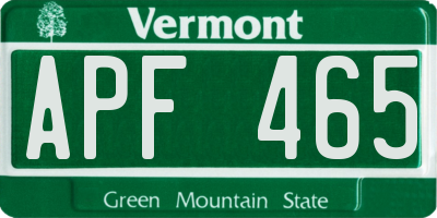 VT license plate APF465