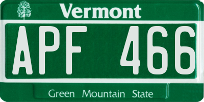 VT license plate APF466