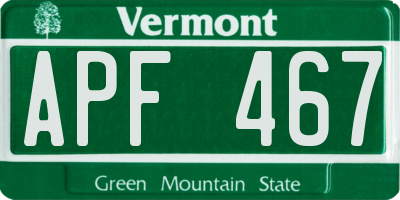 VT license plate APF467