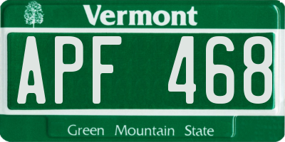 VT license plate APF468
