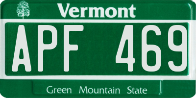 VT license plate APF469