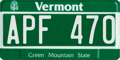 VT license plate APF470