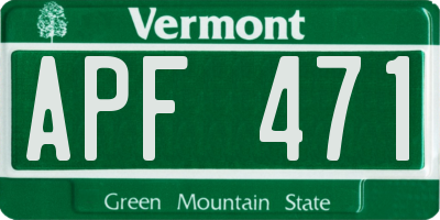 VT license plate APF471
