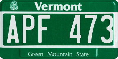 VT license plate APF473