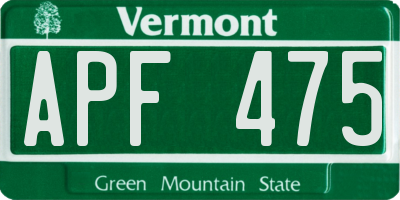 VT license plate APF475