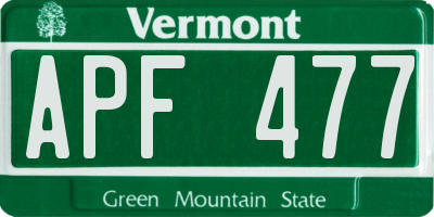 VT license plate APF477
