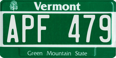 VT license plate APF479