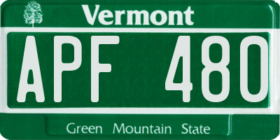 VT license plate APF480