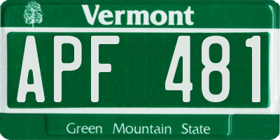 VT license plate APF481