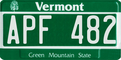 VT license plate APF482