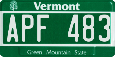 VT license plate APF483
