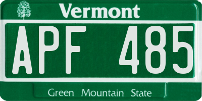 VT license plate APF485