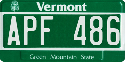 VT license plate APF486