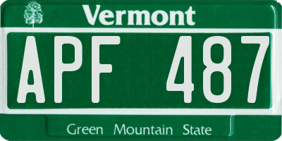 VT license plate APF487