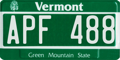 VT license plate APF488