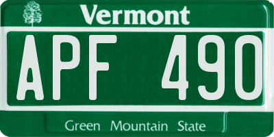 VT license plate APF490