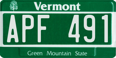 VT license plate APF491