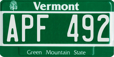 VT license plate APF492