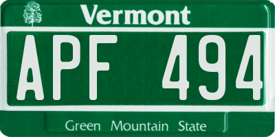 VT license plate APF494