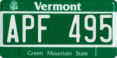 VT license plate APF495