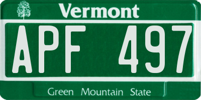 VT license plate APF497