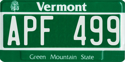 VT license plate APF499