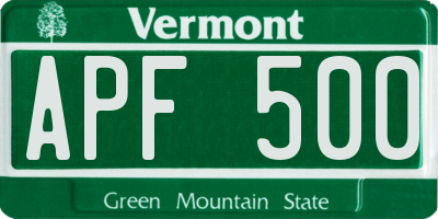 VT license plate APF500