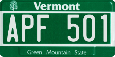 VT license plate APF501