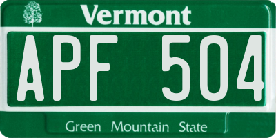 VT license plate APF504