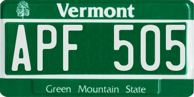 VT license plate APF505