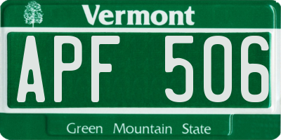 VT license plate APF506