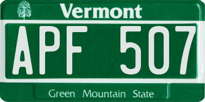 VT license plate APF507