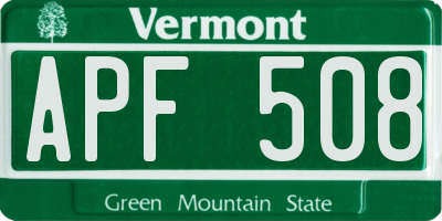 VT license plate APF508