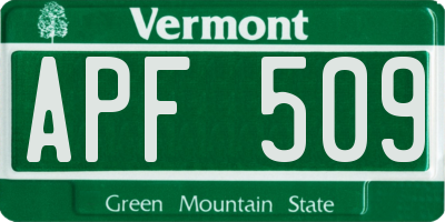 VT license plate APF509