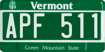 VT license plate APF511