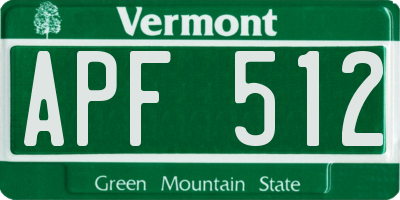 VT license plate APF512