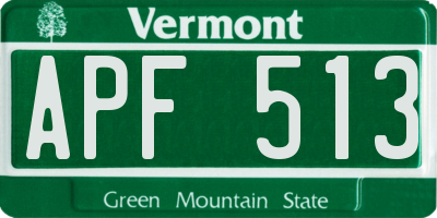 VT license plate APF513