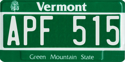 VT license plate APF515