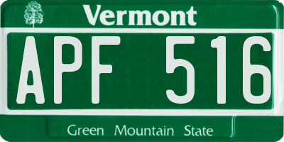 VT license plate APF516