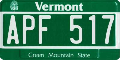 VT license plate APF517