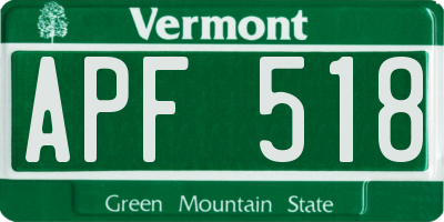 VT license plate APF518