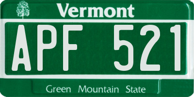 VT license plate APF521