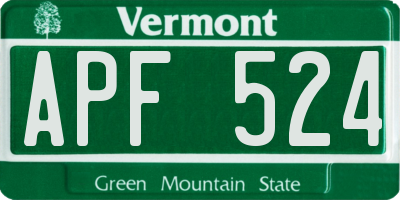 VT license plate APF524