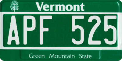 VT license plate APF525