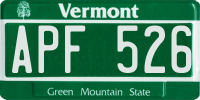 VT license plate APF526