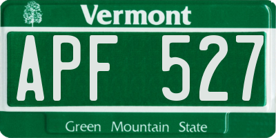 VT license plate APF527