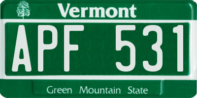 VT license plate APF531